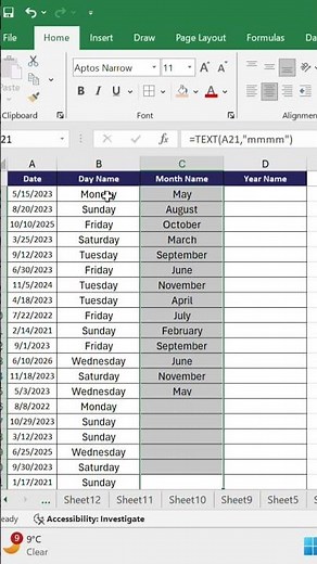 How to Convert Dates to Day, Month, and Year in Excel | Get Day Name & Month Name from Date by Text
