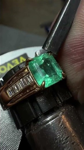 2.30 Carat Bluish Green Colombian Emerald Men’s Ring With Baguette Diamonds Custom Fine Jewelry
