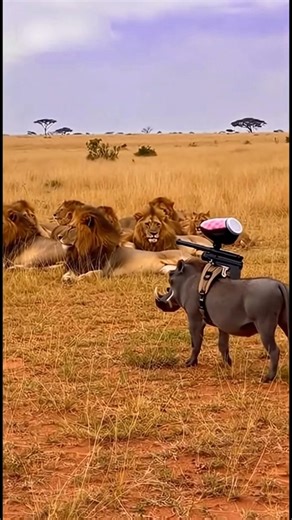 Warthog vs Lion Funny video🤣 🐷 vs 🦁 #funnymoment #youtubeshorts #funnyvideo #comedy #viral