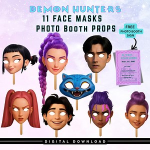 KPOP Demon Hunters Printable Face Masks Birthday Instant Download Huntrix Party Decor Printables Zoey Rumi Mira Party Decor K-POP Favours - Etsy