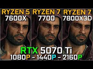 Ryzen 5 7600X vs Ryzen 7 7700 vs Ryzen 7 7800X3D | RTX 5070 Ti Bottleneck Test | 1080p, 1440p, 4K