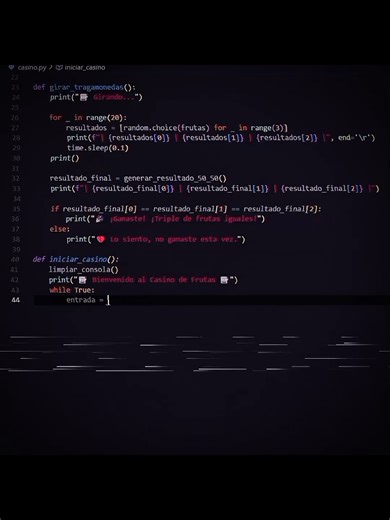 Casino in Python code #vscode #programacion #python
