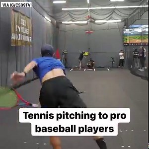 Tennis meets baseball! 🎾 ⚾️ Check out what happens when a tennis player serves up some pitches to batters. (Via IG/CS99TV) | NBC Sports