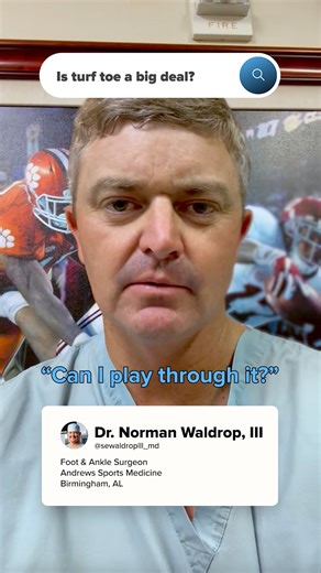 Is turf toe a big deal? Norman E. Waldrop, III, MD, Andrews Sports Medicine & Orthopaedic Center, Birmingham, AL, answers commonly asked questions. (2/4) #TurfToe #Football #NFL | Arthrex