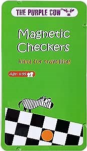 The Purple Cow Magnetic Travel Checkers Game - Board Games for Kids and Adults. Great for Travel.