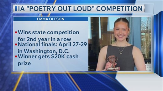 Iowa sending a competitor to "Poetry Out Loud" competition in DC