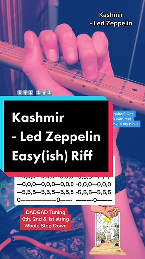 Kashmir by Led Zeppelin main guitar riff. This is in a strange tuning but its actually pretty easy once you get the hang of it. You technically only need to lower the 6th string to a D for this riff… but for the rest of the eventual riffs you need the full tuning. #kashmir #ledzeppelin #guitarriff #foryou #fypシ