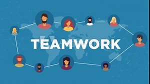 teamwork concept animation.network of people and world map.