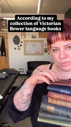 Molly “Vee” Gort on Instagram: "Want one of these as a tattoo? Check my story highlights! . During the Victorian era, the language of flowers, also known as “floriography” became a popular subject of novelty books aimed at women. Historians are fairly certain that that coded bouquets weren’t actually a big part of Victorian communication. Nevertheless, these novelty books that assigned symbolic meanings to individual species (and often even specific colors) of flowers were sold for decades. My p
