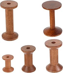 Yarn Holder Spools 5-Pack 2.48 Inch Wooden Bobbins for Sewing Thread Storage and Home Weaving Crafts
