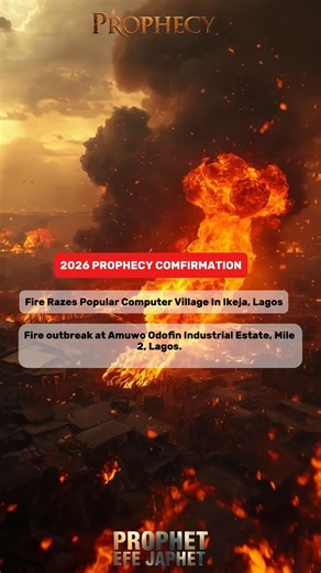 Prophet Efe Japhet on Instagram: "PROPHECY CONFIRMATION 1.Fire outbreak at Amuwo Odofin Industrial Estate, Mile 2, Lagos. 2. Fire guts building in Computer Village"