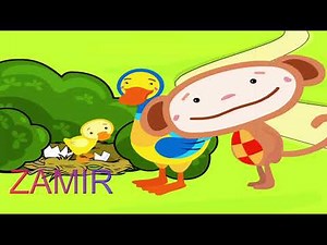 COMFY BABY OLIVER THE MONKEY RESTING ON HAY IN THE FARM MEETS A DUCK AND A CHICK HATCHES FROM AN EGG