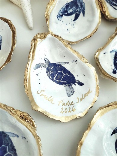 Sea Turtle Oyster Shell Ring Dish, Tortoise Trinket Dish, Blue Turtle Jewelry Dish, Bridesmaid Favor, Something Blue, Personalized Shell - Etsy