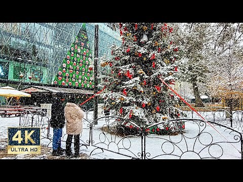 First Snow in Budapest Christmas Market 🇭🇺 4K Walking Tour 2023