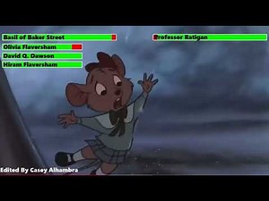 The Great Mouse Detective (1986) Final Battle with healthbars