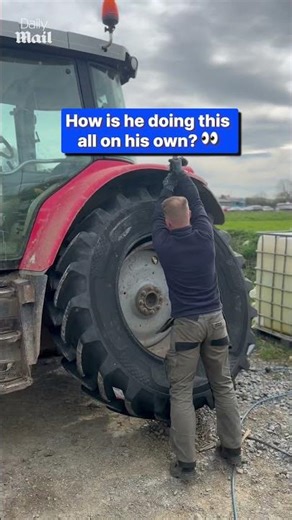 Countryman demonstrates how to change a tractor tire
