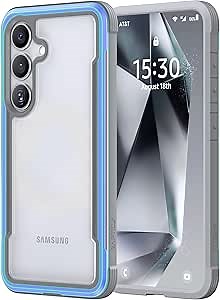 RAPTIC Shield Crystal Case for Samsung Galaxy S24, [13FT Mil-Grade Drop Protection], [Not Yellowing Tech], Durable Anodized Shockproof Aluminum Frame Slim Samsung S24 Case, Iridescent