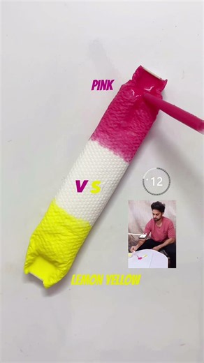 Satisfied Color Challenge Pink vs Lemon Yellow 🎨 #colourmixing #artreels