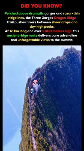 World’s Most Dangerous Ridge Walk? 😱 Dragon Ridge Trail China Epic Mountain Adventure #shorts