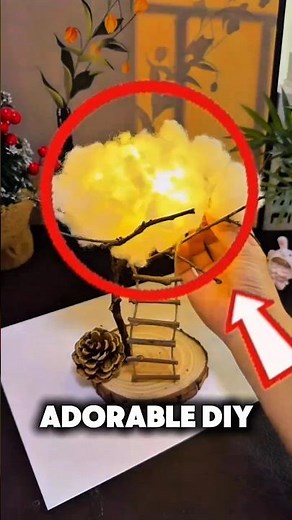 DIY Cloud Tree Night Light 🌲☁️ | Easy Handmade LED Room Decor Using Natural Materials