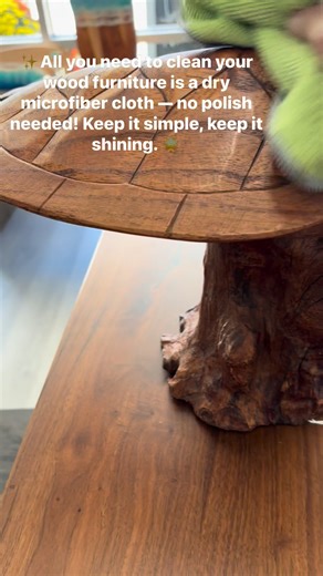 ✨All you need to clean your wood furniture is a dry microfiber cloth — no polish needed! Keep it simple, keep it shining. 🌟 #FurnitureCare #RefreshedFurnishings #CleaningTip | Refreshed Furnishings, LLC
