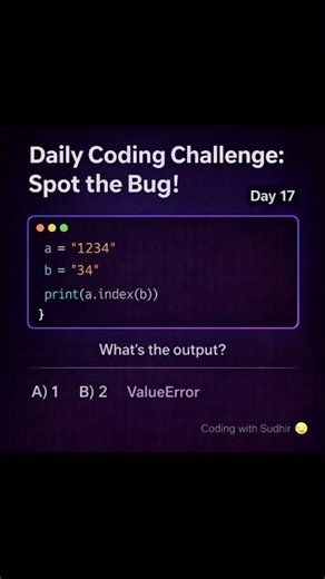 Python String Index Trap 🧠🐞 | Daily Coding Challenge — Day 17 #StringMethods #CodingWithSudhir