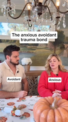 Mathew Micheletti & Ashley Micheletti on Instagram: "The anxious-avoidant couple are commonly drawn into a trauma bond. One chases connection and safety while the other deflects & avoids. They seek from each other what they deep down want to be able to give to themselves. People with anxious & avoidant attachment both have wounds of rejection (one of the 8 wounds in Inner Work Theory). They both fear abandonment & feeling "unworthy of love" - so they develop opposite coping mechanisms to handle 