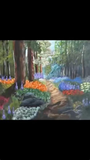 Floral Summer Forest Path #art #theartsherpa #acrylicscenery