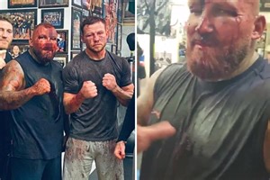Bare knuckle fighters left covered in blood after brawl in boxing gym
