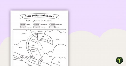 Color by Parts of Speech (Nouns, Verbs, Adjectives, Pronouns, Prepositions, and Adverbs) – Toucan