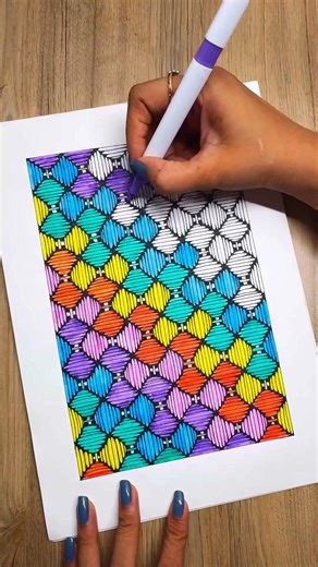 Colorful Zentangle Pattern Drawing | Easy Geometric Art Design for Beginners #zentangle#patternart