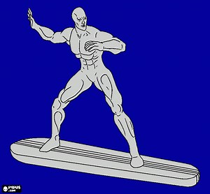 silver surfer coloring page, printable silver surfer