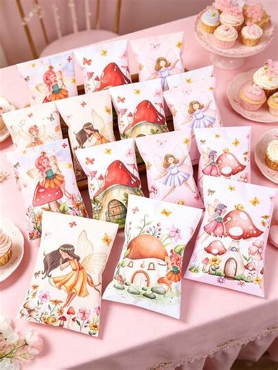27pcs/Set Pink Fairy Birthday Paper Gift Bags For Party Favors, Pink Fairy Baby Shower Party Treat Gift Candy Cookie Packaging Bags, Thank You Gift Decoration Bags Envelopes, Pink Fairy 1st Birthday Party Favors Gifts Wrap Bags, Baby Shower Decor, Gender Reveal Decor, Pink Princess Birthday Party Supplies 2026, Table Decor, Birthday Gifts, Baby Party Supplies | SHEIN