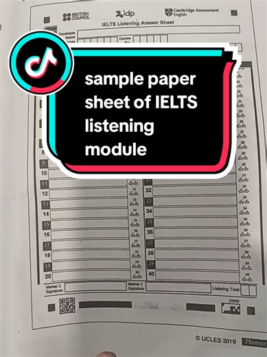 IELTS Listening Module Sample Answer Sheet