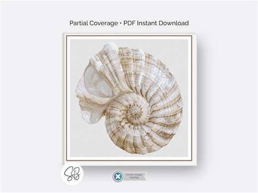 Boho Seashell Counted Cross Stitch Pattern, Neutral Ocean Embroidery, Coastal Sealife, Floss Conversions - Etsy