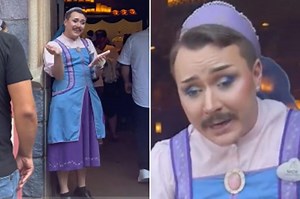 Disney blasted for allowing mustachioed employee to wear dress, makeup