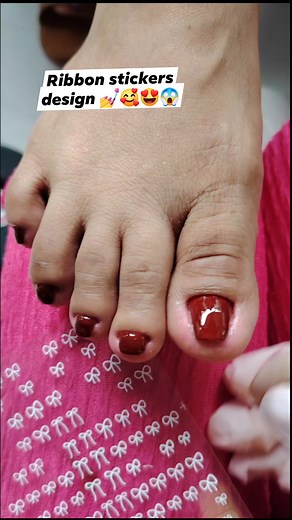 1.2K views · 2.3K reactions | Ribbon nail sticker design for maroon...