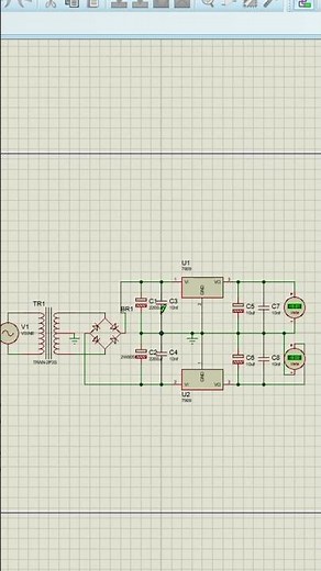 How to Build a Symmetrical ±9V Power Supply Using 7809 & 7909 Regulators in Proteus