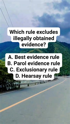 26K views · 799 reactions | Which rule excludes illegally obtained evidence? A. Best evidence rule B. Parol evidence rule C. Exclusionary rule D. Hearsay rule #FutureRCrim #Criminology #Criminologist #CriminologyStudent #fbreelsfypシ゚viralfbreelsfypシ゚viral | Crim students tambayan | Facebook