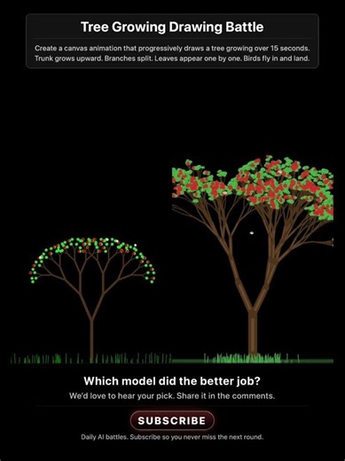 ChatGPT vs DeepSeek: Tree Growing Drawing Battle #aicoding #chatgpt #deepseek