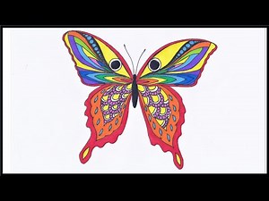 Butterfly Zentangle / 나비 젠탱글 그리기[무료도안] / 다이소 사인펜으로 나비 젠탱글 그리기