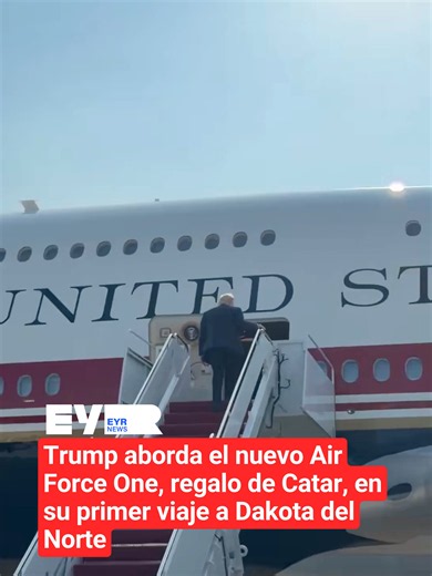 El presidente Donald Trump abordó por primera vez el nuevo Air Force One, un regalo que le hizo Catar, para emprender su primer viaje oficial en la aeronave con destino a Dakota del Norte. #EyRNews #DonaldTrump #Qatar #airforceone