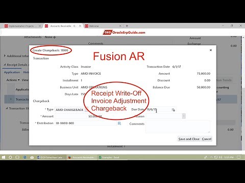 Fusion AR - 1) Receipt Write Off 2) Invoice Adjustment 3) Chargeback
