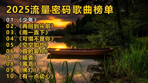 2025流量密码歌曲榜单《少年》《再回到从前》《雨一直下》《可惜不是你》《空空如也》《真的爱你》《暗香》《寓言》《佛灯》《有一点动心》