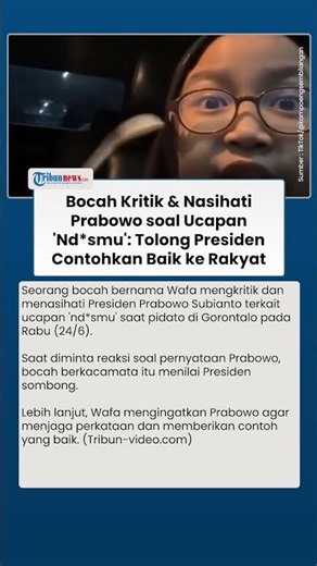 Prabowo Criticized & Lectured by Child Over 'Ndsmu' Remark, Urged the President to Set a Good Exa...