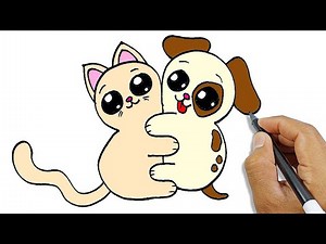 How to draw a dog and cat together easy | Easy Drawing Ideas For Beginners