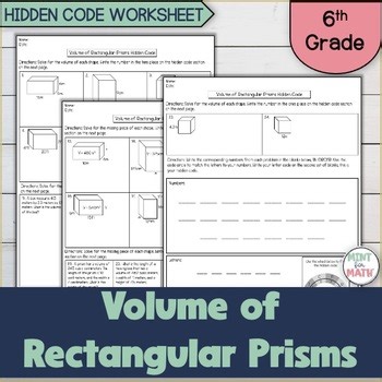 Volume of Rectangular Prisms w/Rational Numbers Hidden Code Activity 6th Grade
