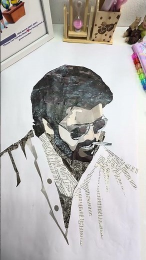 Vijay Thalapathy Collage Art | My First Try Newspaper Collage Portrait| Mixed Media Art#PaperCollage