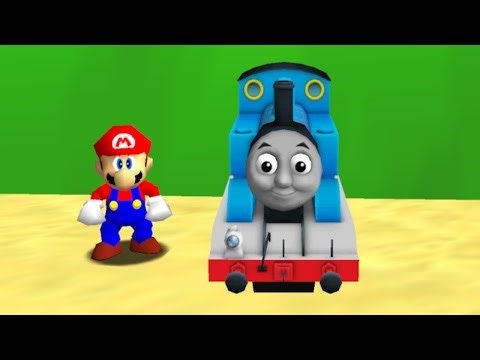 Thomas the Tank Engine and Mario in Mario 64 (2 Players) - Full Game 100% Walkthrough