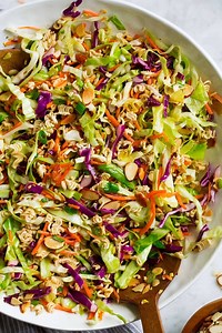 6.6K views · 151 reactions | RECIPE: https://www.cookingclassy.com/ramen-noodle-salad/ #ad Ramen Noodle Salad – A fresh and flavorful salad with such a satisfying crunch! Made with two types of cabbage, thin cut almonds, crisp, toasted ramen noodles and a sweet and tangy dressing. #ThinkFisher | Cooking Classy | Facebook